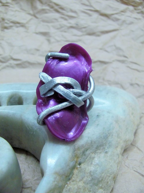 RING upcycling, lila. handmade, Einzelstück